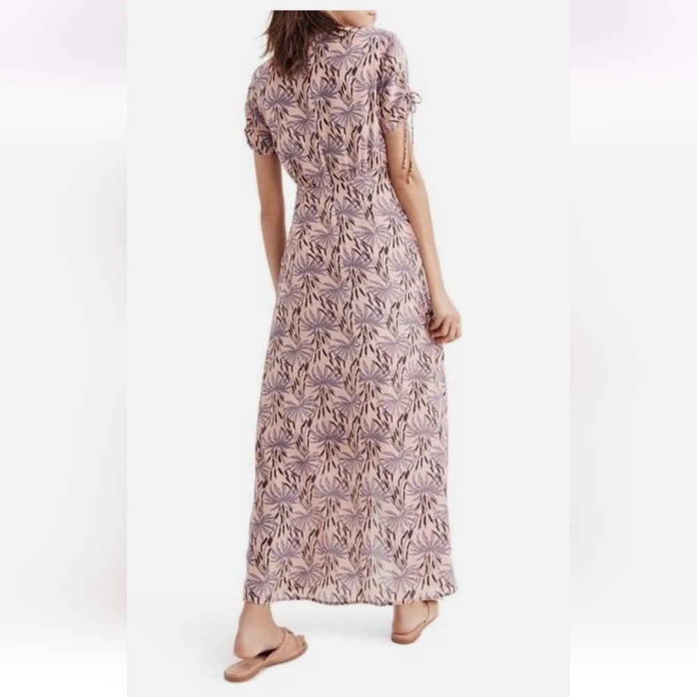Madewell Silk Tie Sleeve Maxi Dress In Oasis Palms - Picture 2 of 11